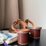 Brown Textured Leather Moore Thong Slide
