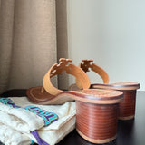 Brown Textured Leather Moore Thong Slide