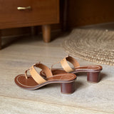 Brown Textured Leather Moore Thong Slide