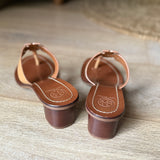 Brown Textured Leather Moore Thong Slide