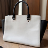 White/Black Leather Selma Satchel