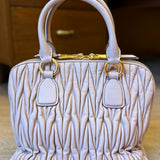 Matelassé Leather Handbag Pink Beige