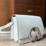 Goat Leather Crossbody Bag with Swarovski Crystal Buckle