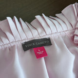 Pink Long Sleeve Oversized Tie Ruffle Neck Blouse