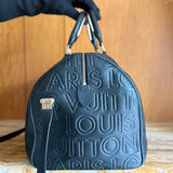 Black Monogram Paris Embossed Leather Limited Edition Speedy Cube 30 Bag
