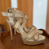 Gold/Silver Glitter Vamp Strappy Platform Sandals