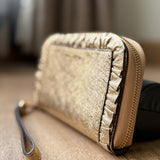 Michael Kors Gold Ruffle Wallet Wristlet