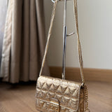 Metallic Gold Quilted Leather Crossbody Bag