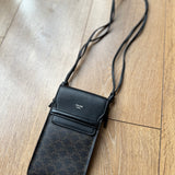 Phone Pouch in Triomphe Canvas and Lambskin