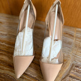 Beige Patent Leather and PVC Plexi Pumps