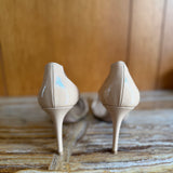 Beige Patent Leather and PVC Plexi Pumps