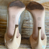 Beige Patent Leather and PVC Plexi Pumps