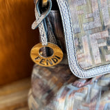 Multicolor Zucca Fabric and Lizard Embossed Leather Chef Shoulder Bag