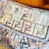 Multicolor Zucca Fabric and Lizard Embossed Leather Chef Shoulder Bag