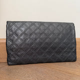 Dark Grey Quilted Leather Folded Clutch