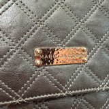 Dark Grey Quilted Leather Folded Clutch