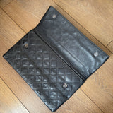 Dark Grey Quilted Leather Folded Clutch