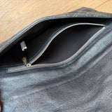 Dark Grey Quilted Leather Folded Clutch