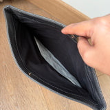 Dark Grey Quilted Leather Folded Clutch