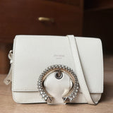 Goat Leather Crossbody Bag with Swarovski Crystal Buckle