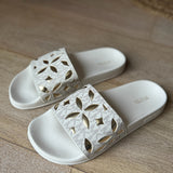 Women Mimi Monogram Floral Slide Sandals