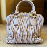 Matelassé Leather Handbag Pink Beige